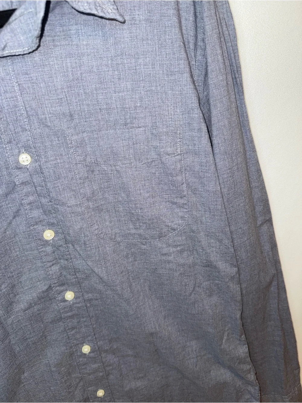 J. Crew Men’s Lightweight Secret Wash Button-Down Slim Shirt, Small, Blue/Grey